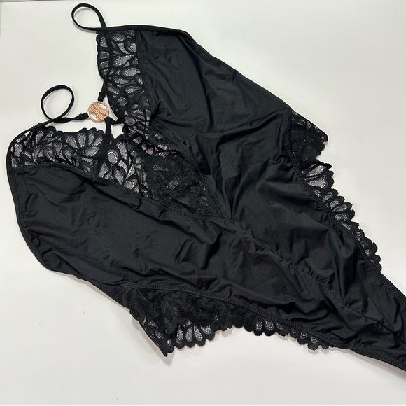 Savage X Fenty Black Lace Thong Teddy 1X NWT - Picture 1 of 4